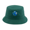 Gorras de pescador con Logo de parche bordado personalizado informal para exteriores, sombreros de cubo de algodón orgánico de estilo Popular, color verde oscuro