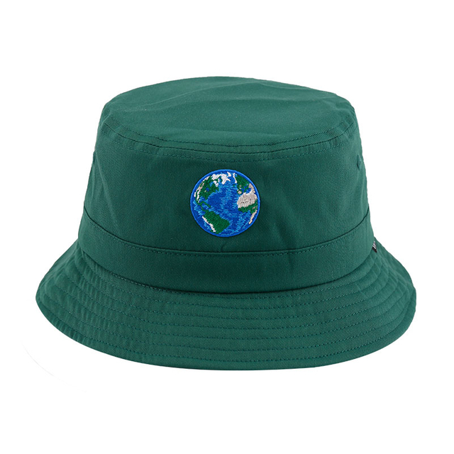 Gorras de pescador con Logo de parche bordado personalizado informal para exteriores, sombreros de cubo de algodón orgánico de estilo Popular, color verde oscuro