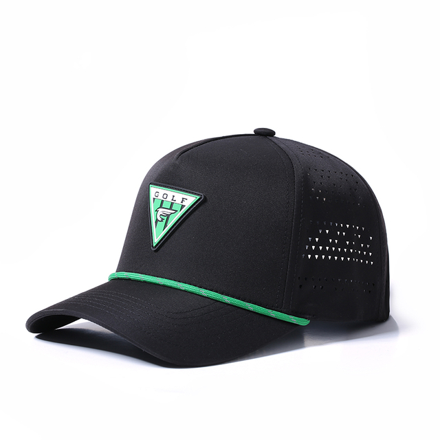 Sombrero de golf con corte l&aacute;ser de vuelo superior, parche bordado con logotipo personalizado, nueva llegada 