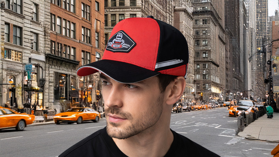 Gorra de b&eacute;isbol con parche de goma de PVC de la marca TEFLA de 5 paneles con dise&ntilde;o de 2 tonos