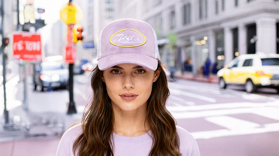 Nueva llegada: gorra trucker de gamuza de 5 paneles