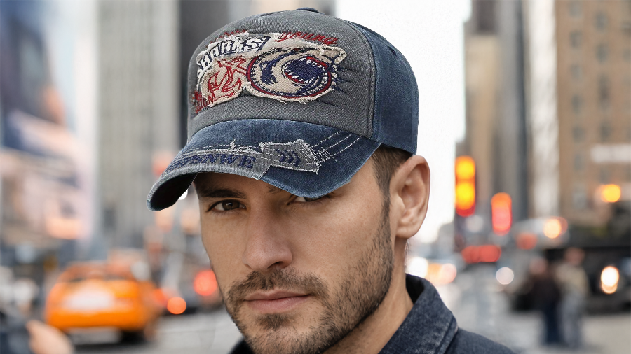 Gorras de b&eacute;isbol desgastadas bordadas con apliques lavados vintage: la artesan&iacute;a cl&aacute;sica se une al estilo urbano moderno