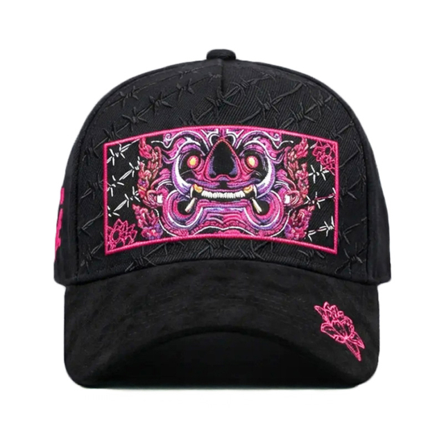 Gorra de b&eacute;isbol con logotipo bordado y apliques personalizados de 5 paneles